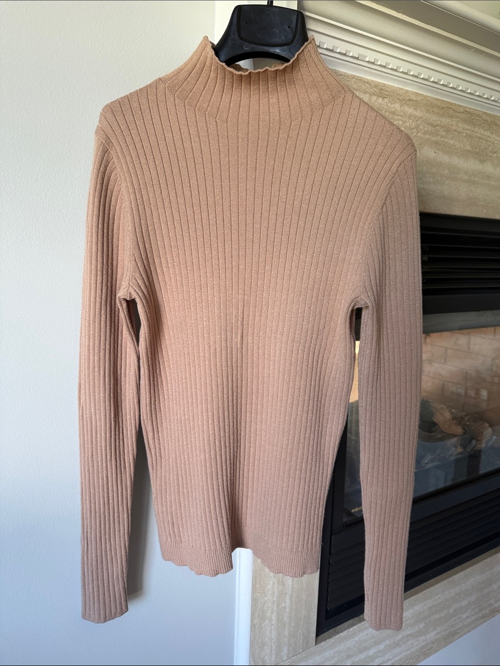 Loft Ribbed Mock Neck Sweater - Camel